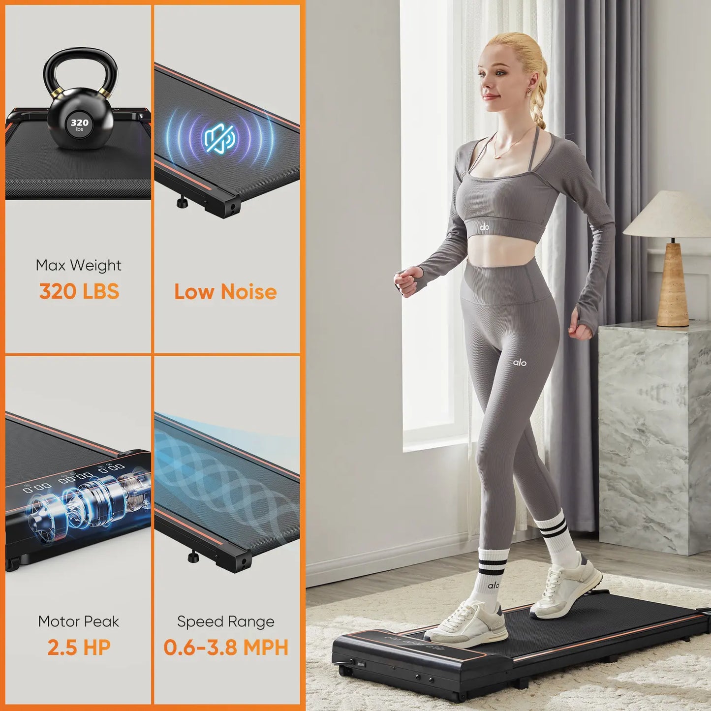 Walking Pad Treadmill – Compact & Portable Walking Pad, Quiet Operation, Adjustable Speed Settings