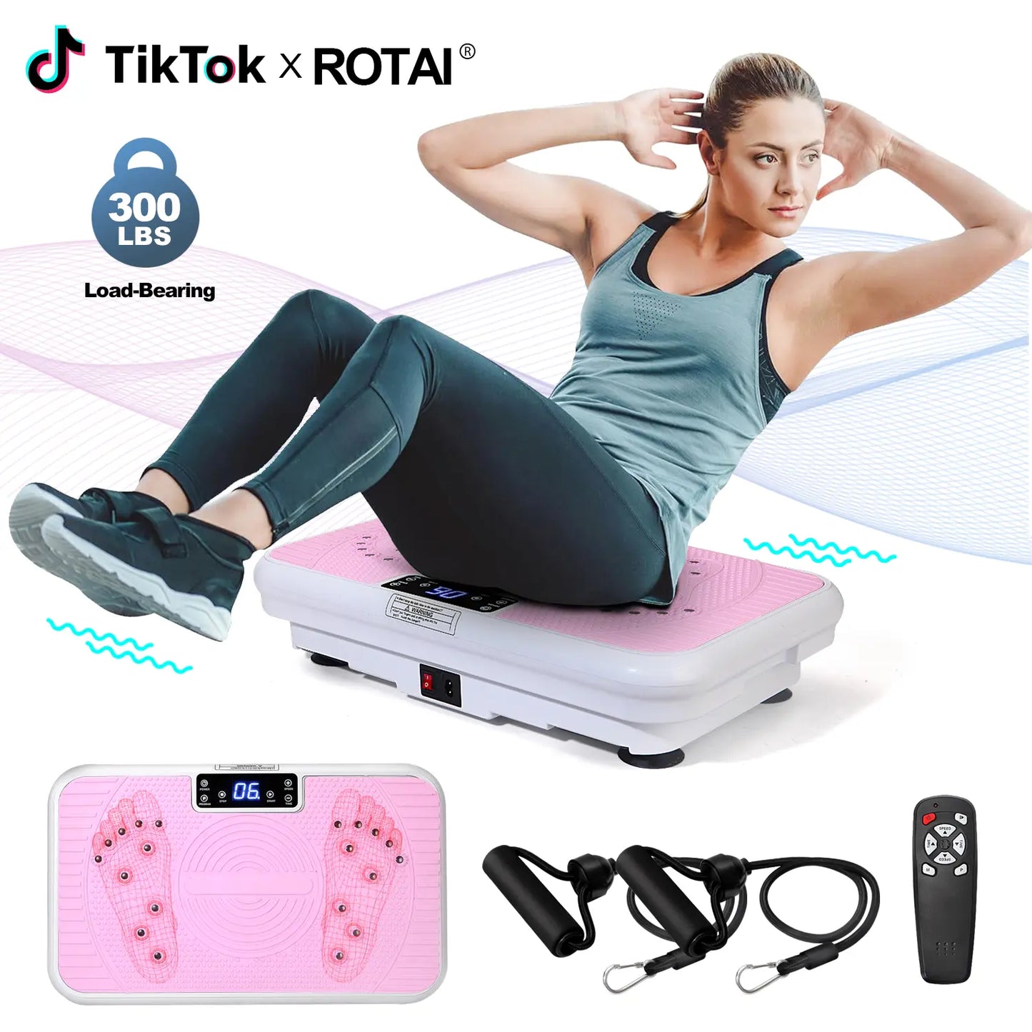 ROTAI Vibration Plate Fitness Platform - 300 lb Capacity, 99 Adjustable Speeds for Effective Home Workouts