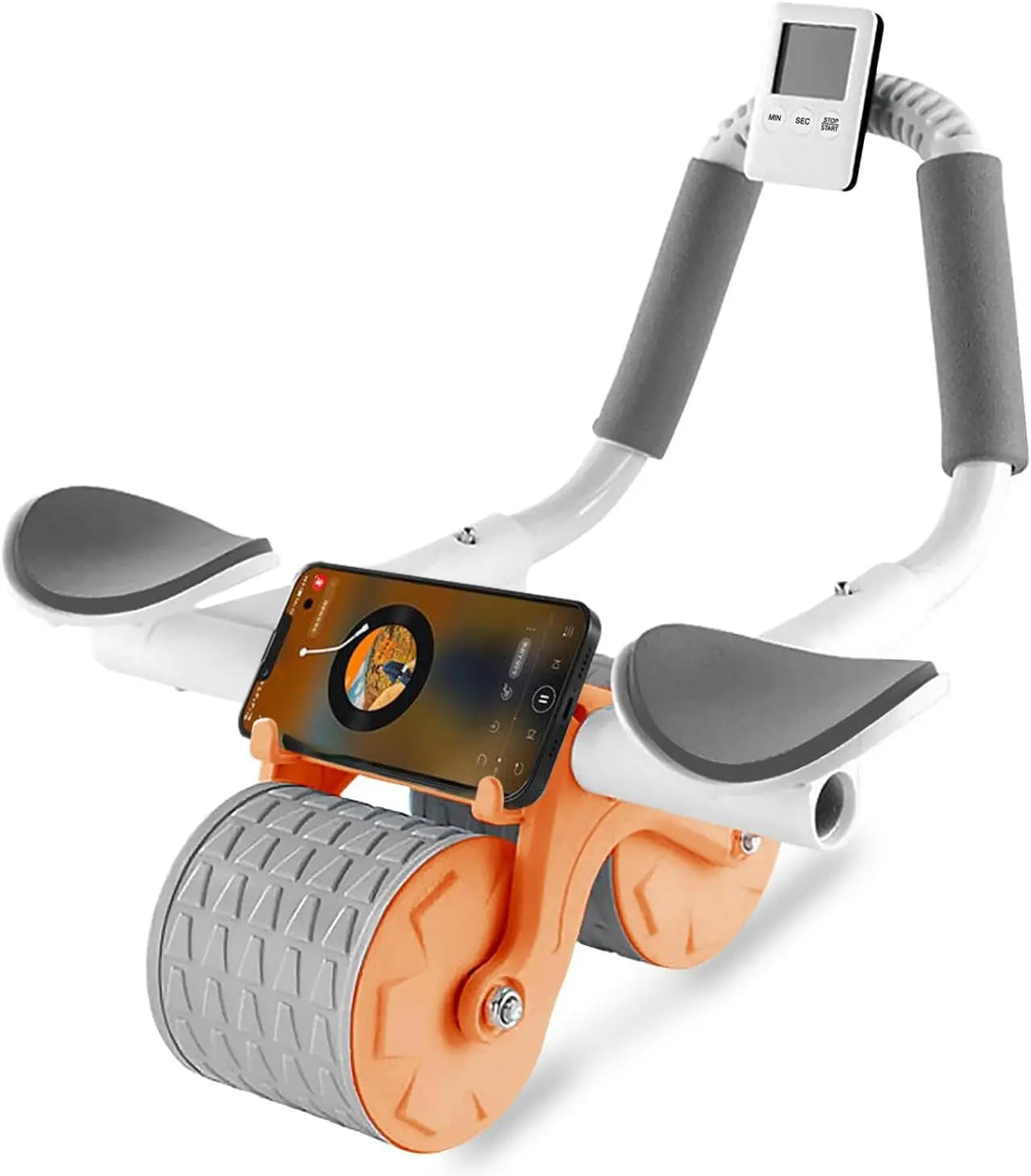 Ab Roller Wheel with Automatic Rebound Timer and Ergonomic Elbow Support for Improved Core Training