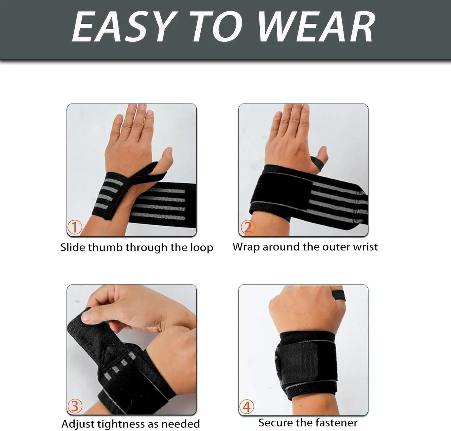 Wrist Wraps for Weightlifting – 13” Adjustable Support Bands for Gym, Bodybuilding & Power Training (Red/Black, Striped)