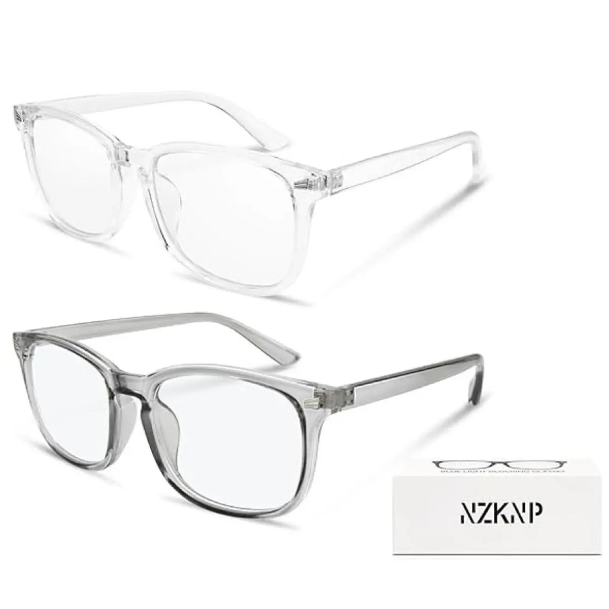 Stylish 2-Pack Blue Light Blocking Glasses for Men & Women - Large Square Frame Eyewear for Gaming & Everyday Use