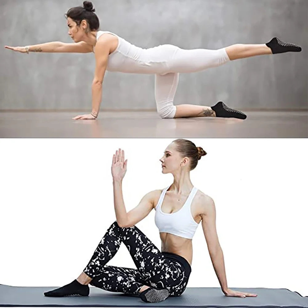 EASTIN Non-Slip Grip Socks - 4 Pairs of Sticky Grippers for Yoga, Pilates, and Hospital Use for Men and Women