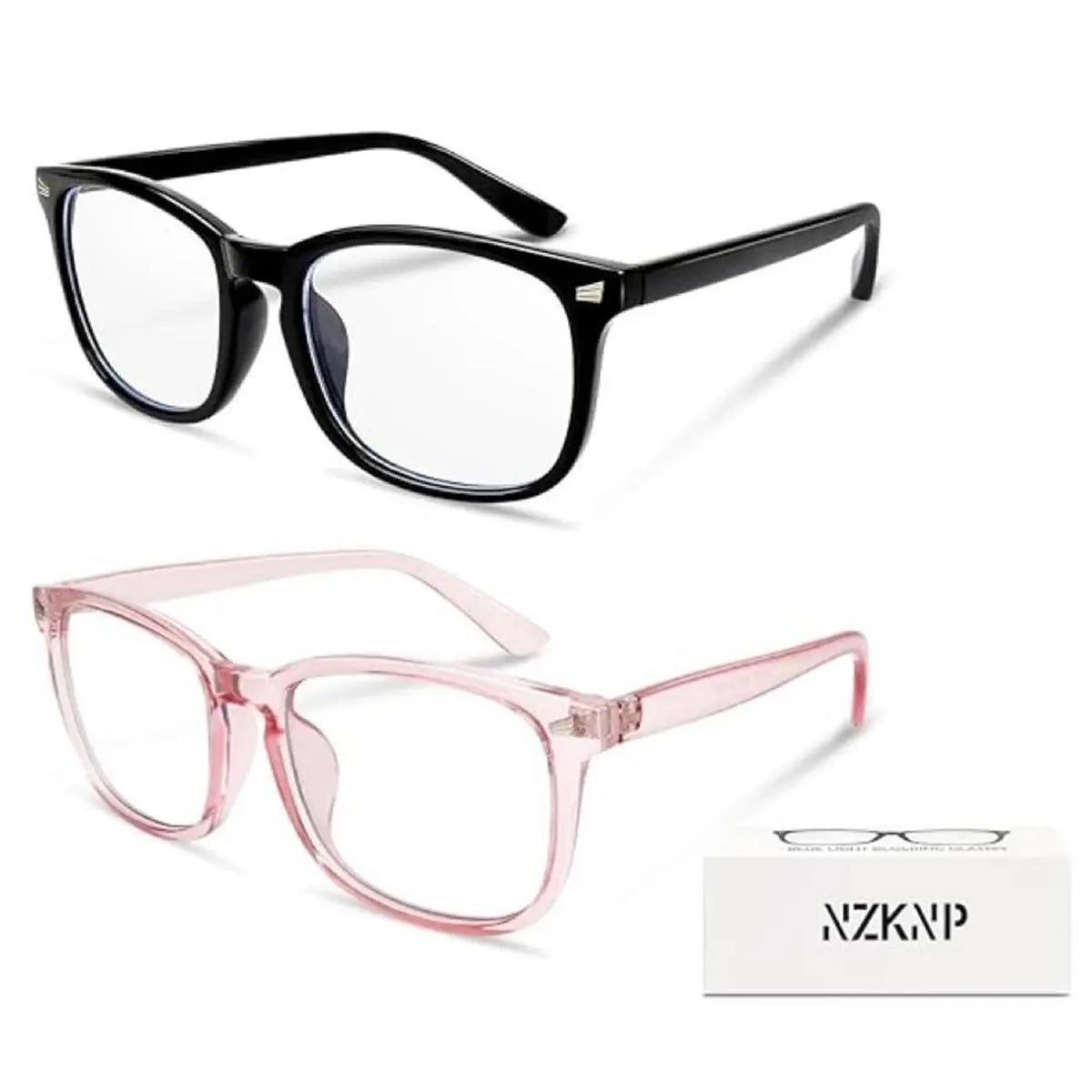 Stylish 2-Pack Blue Light Blocking Glasses for Men & Women - Large Square Frame Eyewear for Gaming & Everyday Use