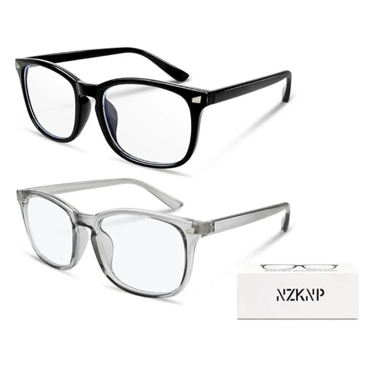 Stylish 2-Pack Blue Light Blocking Glasses for Men & Women - Large Square Frame Eyewear for Gaming & Everyday Use