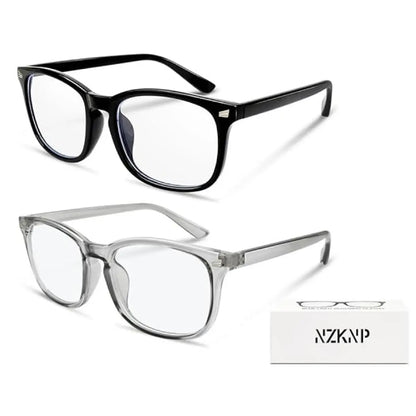 Stylish 2-Pack Blue Light Blocking Glasses for Men & Women - Large Square Frame Eyewear for Gaming & Everyday Use