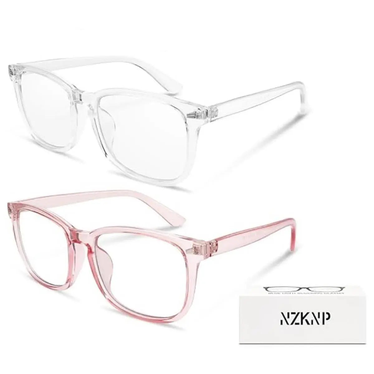 Stylish 2-Pack Blue Light Blocking Glasses for Men & Women - Large Square Frame Eyewear for Gaming & Everyday Use