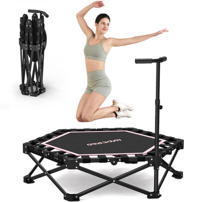 HXD-ERGO Mini Trampoline for Adults - Heavy-Duty 460Lbs Capacity with Adjustable Foam Handle - Easy to Assemble Home Gym Workout Equipment