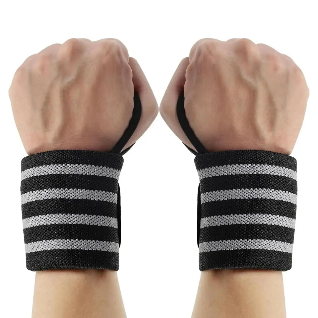 Wrist Wraps for Weightlifting – 13” Adjustable Support Bands for Gym, Bodybuilding & Power Training (Red/Black, Striped)