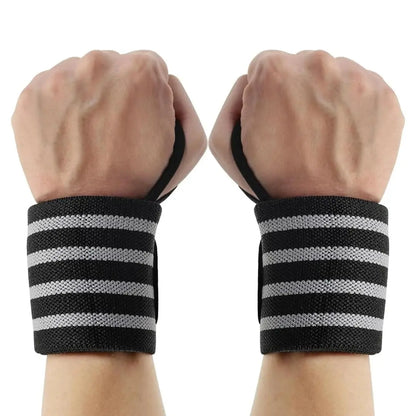 Wrist Wraps for Weightlifting – 13” Adjustable Support Bands for Gym, Bodybuilding & Power Training (Red/Black, Striped)