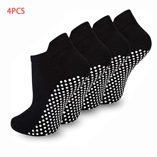 EASTIN Non-Slip Grip Socks - 4 Pairs of Sticky Grippers for Yoga, Pilates, and Hospital Use for Men and Women