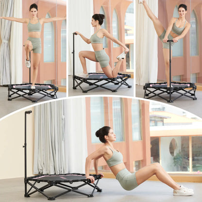 HXD-ERGO Mini Trampoline for Adults - Heavy-Duty 460Lbs Capacity with Adjustable Foam Handle - Easy to Assemble Home Gym Workout Equipment