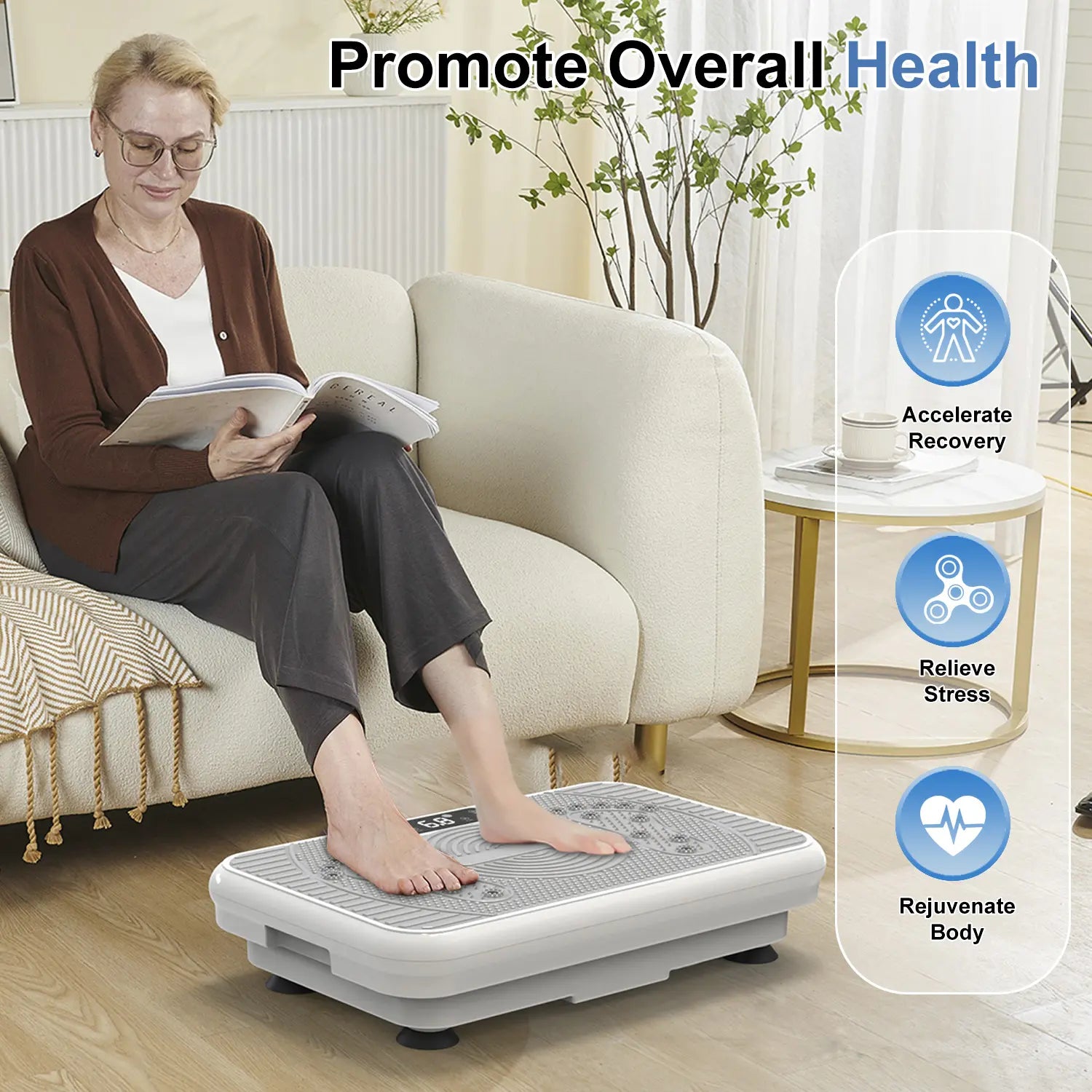 ROTAI Vibration Plate Fitness Platform - 300 lb Capacity, 99 Adjustable Speeds for Effective Home Workouts