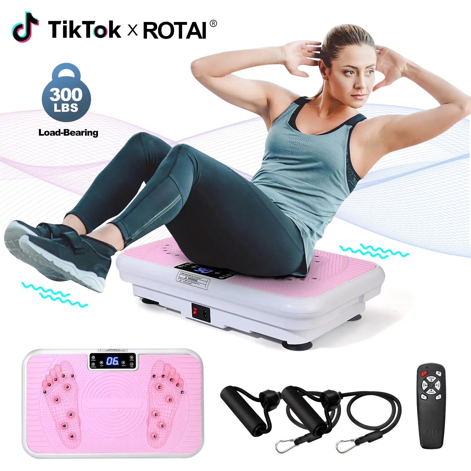 ROTAI Vibration Plate Fitness Platform - 300 lb Capacity, 99 Adjustable Speeds for Effective Home Workouts