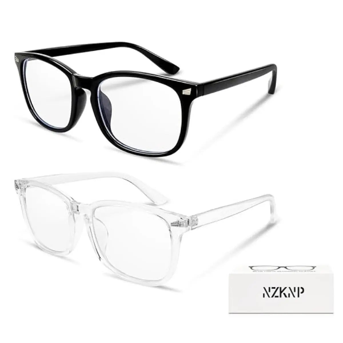 Stylish 2-Pack Blue Light Blocking Glasses for Men & Women - Large Square Frame Eyewear for Gaming & Everyday Use