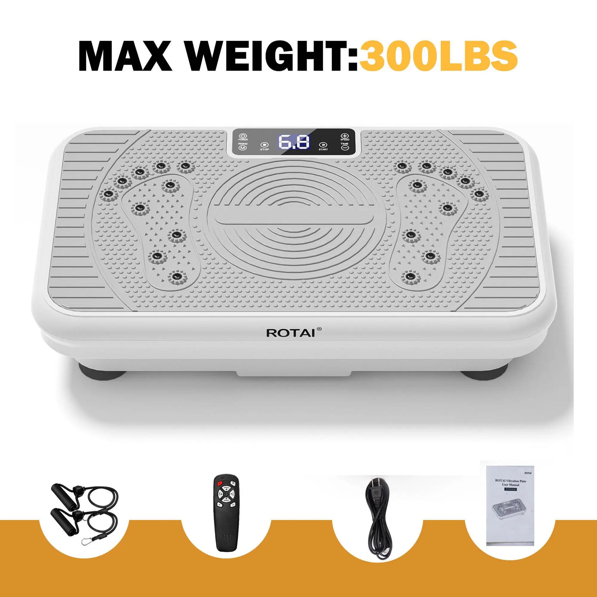 ROTAI Vibration Plate Fitness Platform - 300 lb Capacity, 99 Adjustable Speeds for Effective Home Workouts