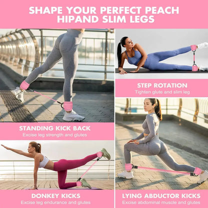 Ankle Elastic Band with Straps, Glute Training Elastic Band, Women’S Butt-Lifting Elastic Band, Leg and Glute Training Equipment, Adjustable Ankle Strap Elastic Band (Suitable for Home Gyms)