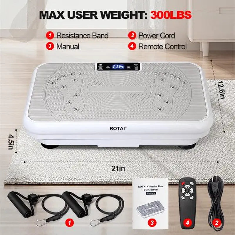 ROTAI Vibration Plate Fitness Platform - 300 lb Capacity, 99 Adjustable Speeds for Effective Home Workouts