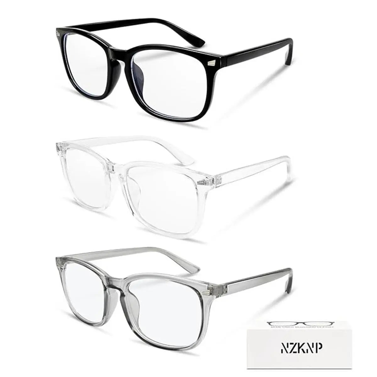 Stylish 2-Pack Blue Light Blocking Glasses for Men & Women - Large Square Frame Eyewear for Gaming & Everyday Use