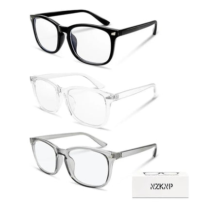 Stylish 2-Pack Blue Light Blocking Glasses for Men & Women - Large Square Frame Eyewear for Gaming & Everyday Use
