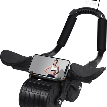 Ab Roller Wheel with Automatic Rebound Timer and Ergonomic Elbow Support for Improved Core Training