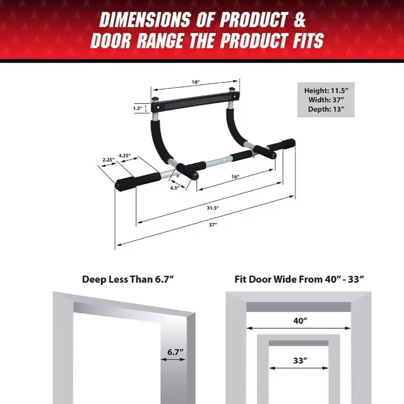 Ultimate Doorway Pull-Up Bar for Home Gym - Perfect for Pull-Ups, Chin-Ups, and Core Workouts