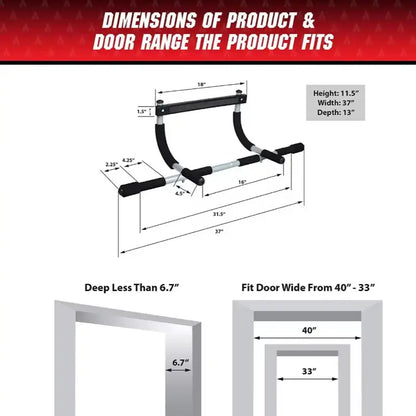 Ultimate Doorway Pull-Up Bar for Home Gym - Perfect for Pull-Ups, Chin-Ups, and Core Workouts