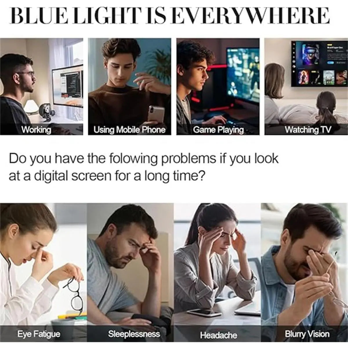 Stylish 2-Pack Blue Light Blocking Glasses for Men & Women - Large Square Frame Eyewear for Gaming & Everyday Use