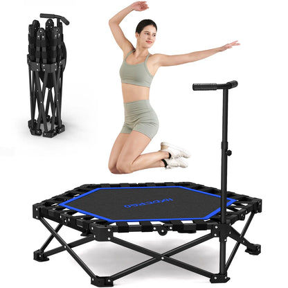 HXD-ERGO Mini Trampoline for Adults - Heavy-Duty 460Lbs Capacity with Adjustable Foam Handle - Easy to Assemble Home Gym Workout Equipment