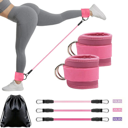 Ankle Elastic Band with Straps, Glute Training Elastic Band, Women’S Butt-Lifting Elastic Band, Leg and Glute Training Equipment, Adjustable Ankle Strap Elastic Band (Suitable for Home Gyms)